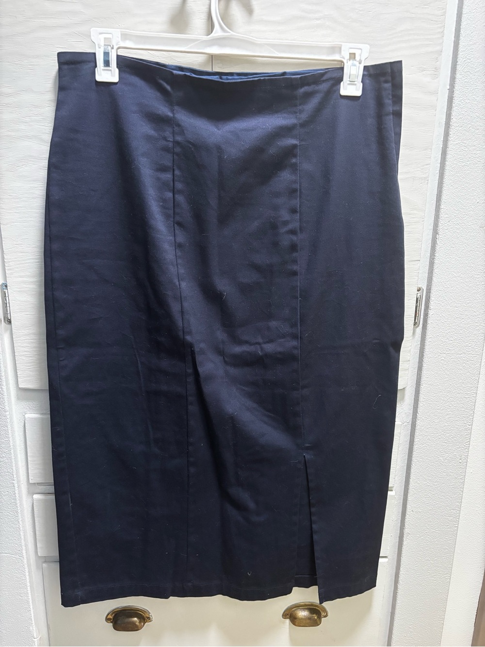 Sleek Navy Pin-up style Pencil Skirt with Front Slit